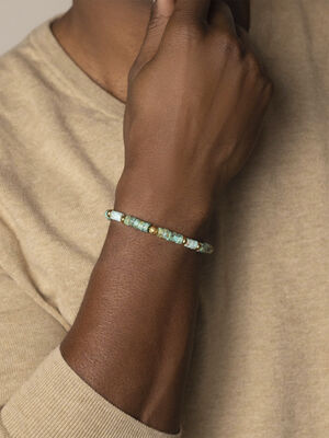 Wristband with African Turquoise and Bali Turquoise Heishi Beads and G