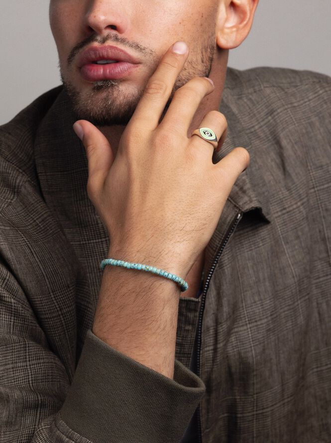 Men's Sterling Silver Evil Eye Signet Ring