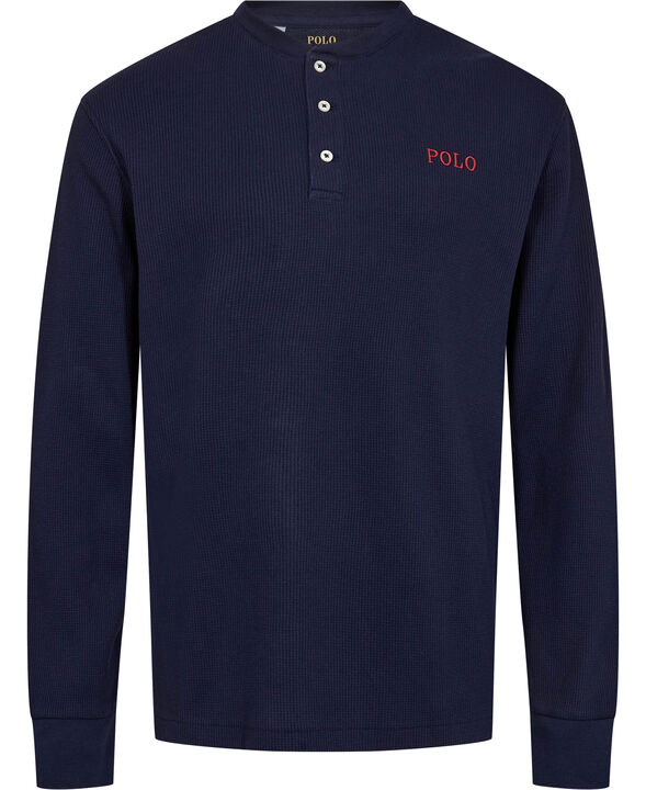 Waffle-Knit Henley Sleep Shirt