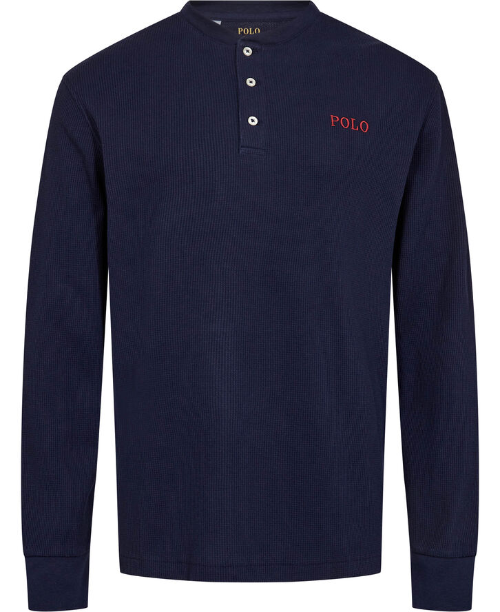 Waffle-Knit Henley Sleep Shirt