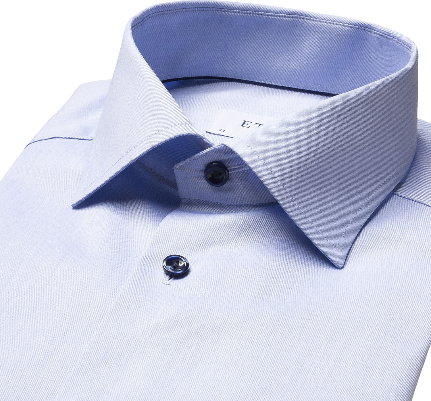 Blue twill shirt with navy details - Slim Fit