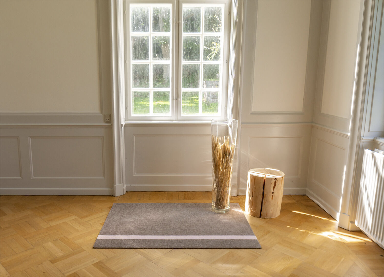 L&oslash;ber, 130x90 cm, stripe vertical sand/dusty rosa