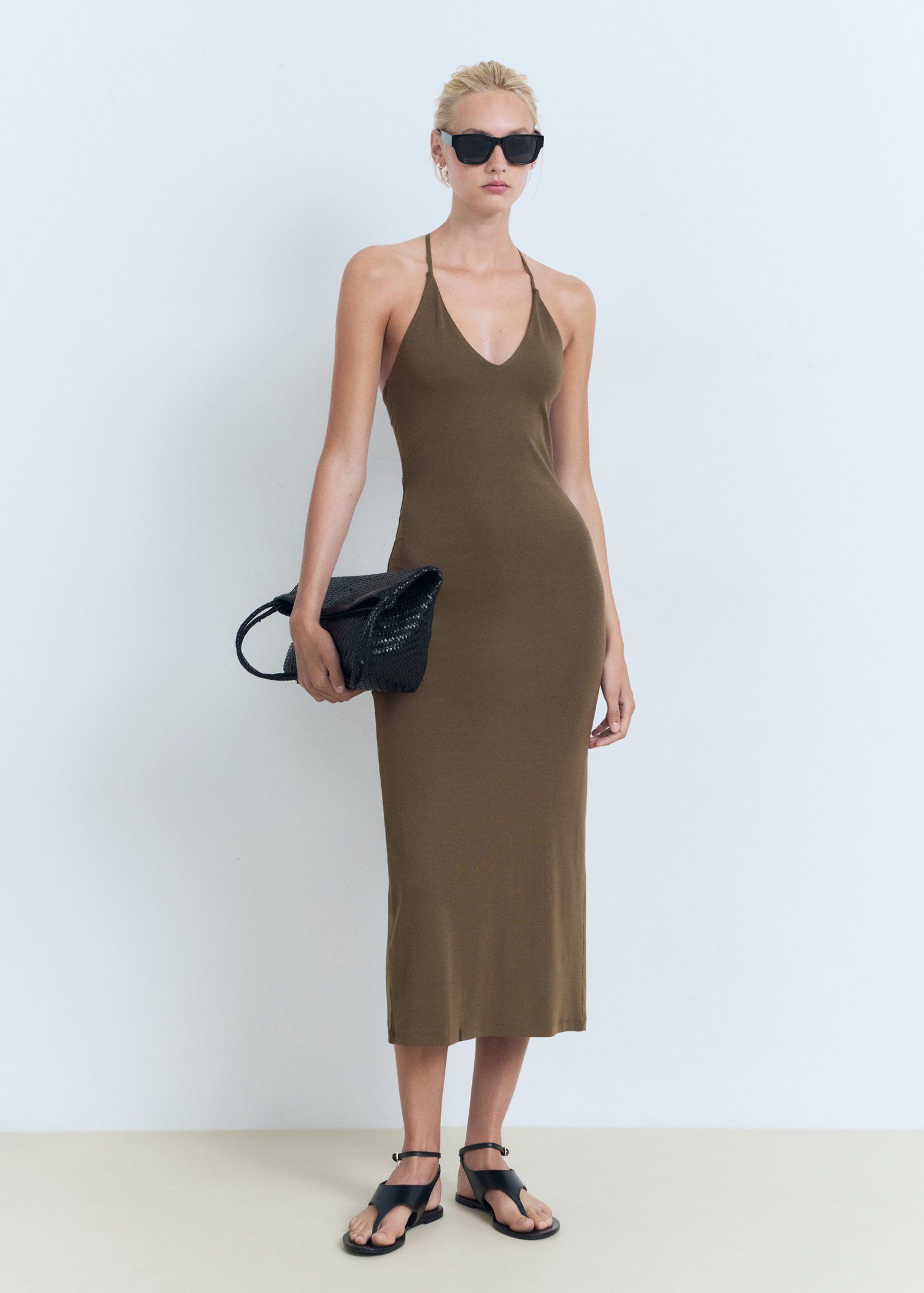 Midi-dress with back neckline