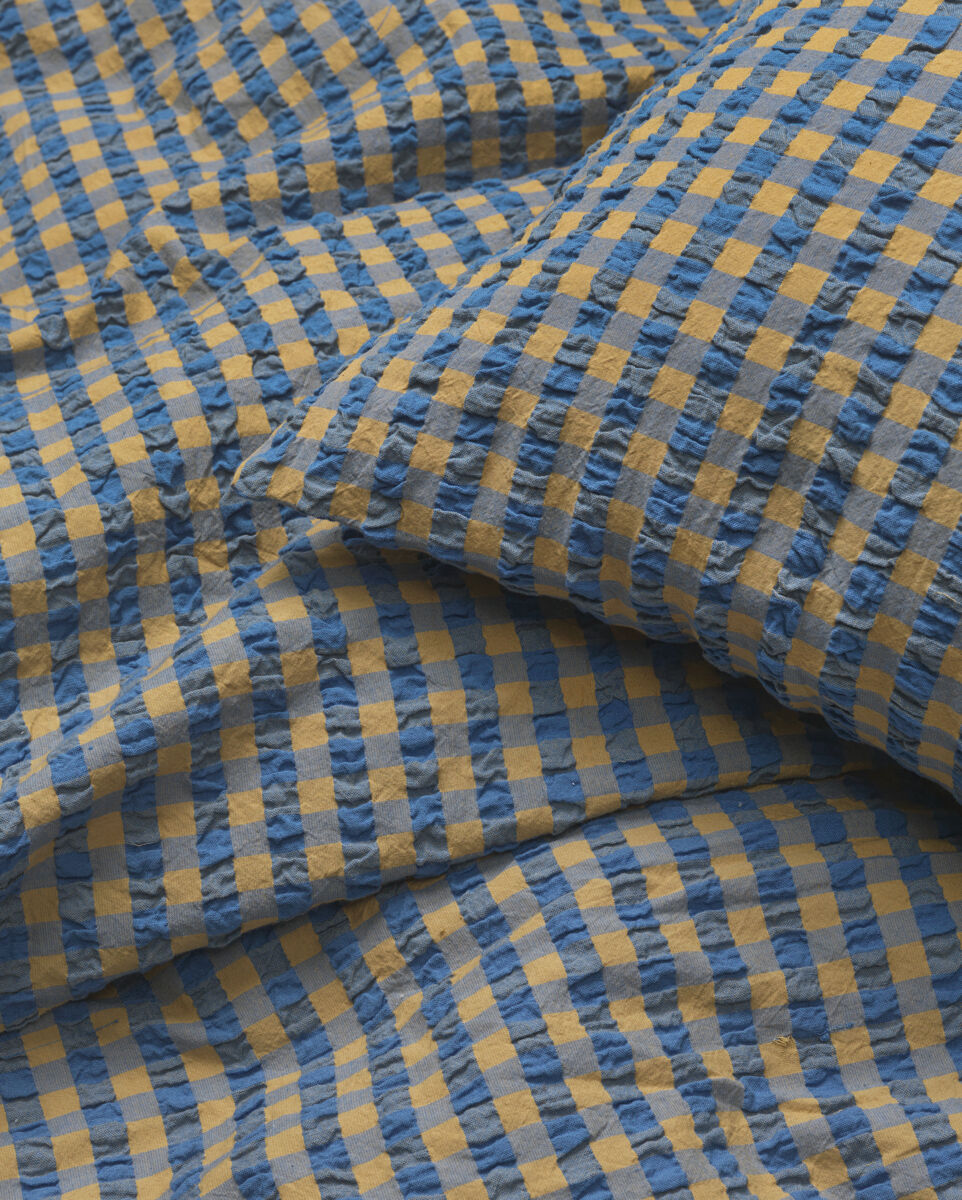 B&aelig;k&B&oslash;lge Senget&oslash;j 140x200 cm bl&aring;/okker DK