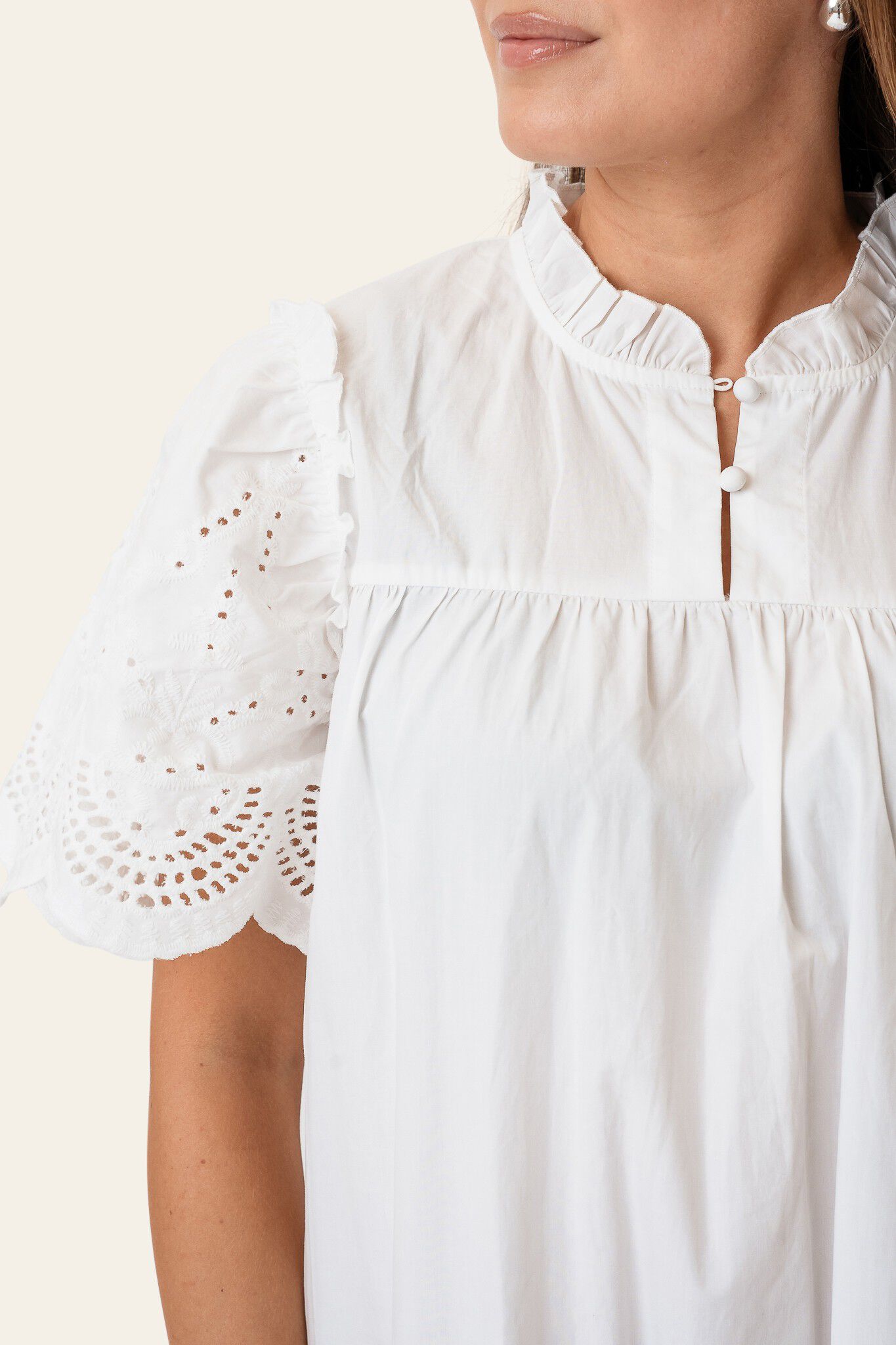 SolveigIC Long Dress - White Embroi