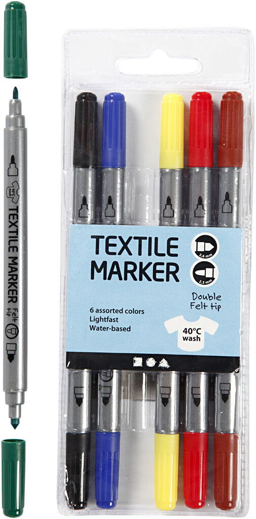 Tekstiltusch, streg 2,3+3,6 mm.