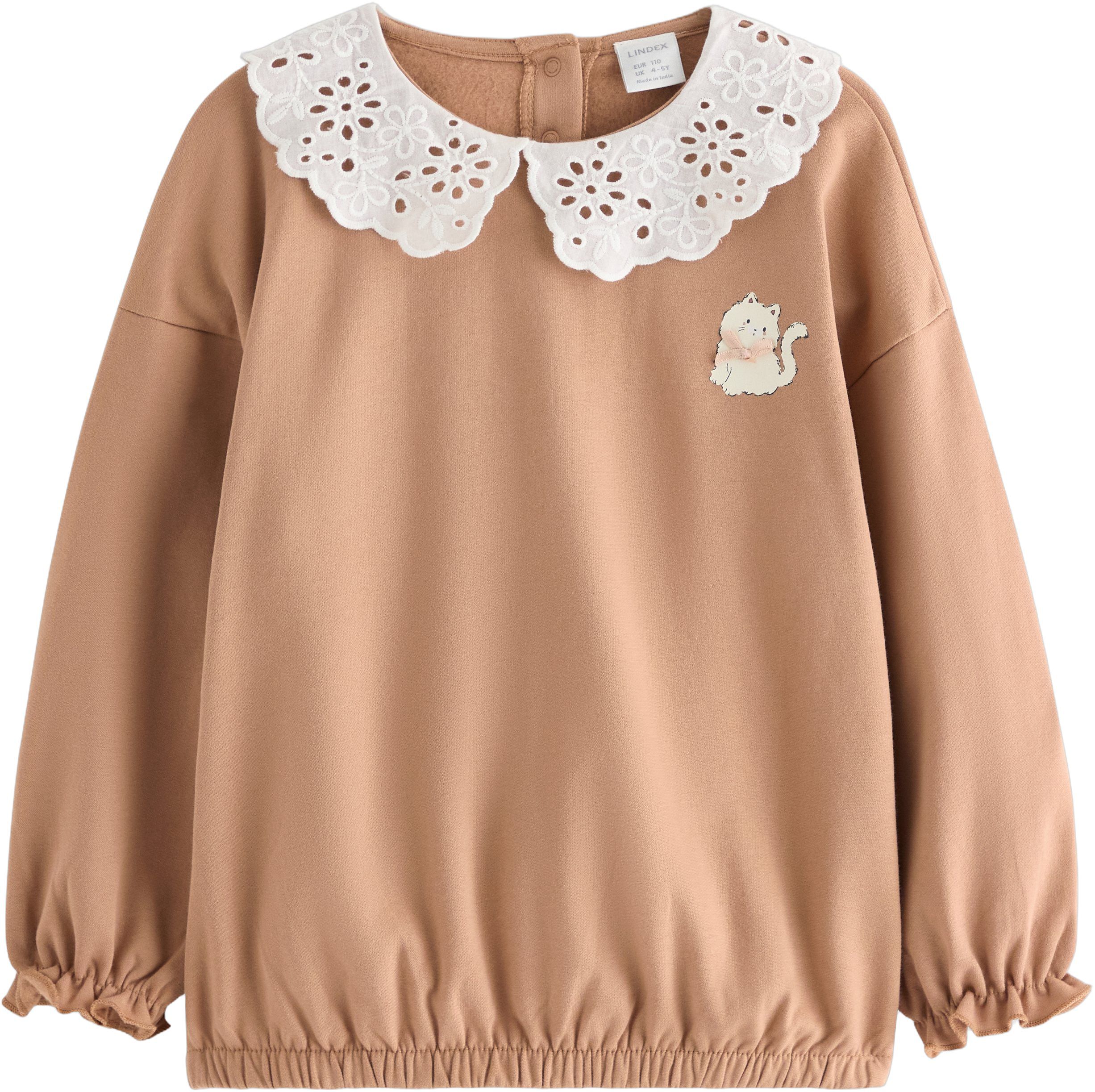Sweatshirt med krage i broderie ang
