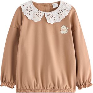 Sweatshirt med krage i broderie ang