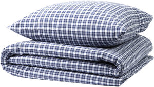 Check washed percale navy/white