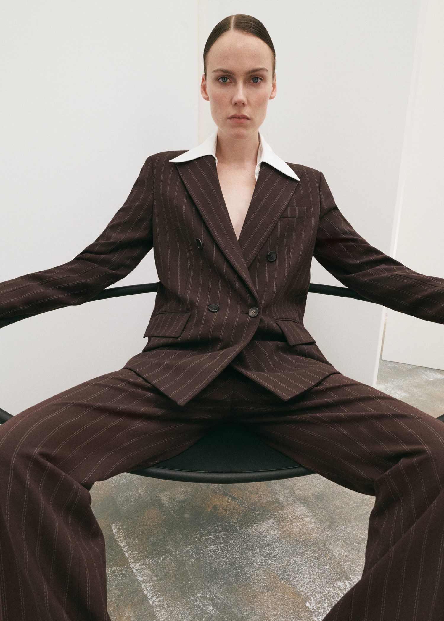 Double-breasted pinstripe suit jack