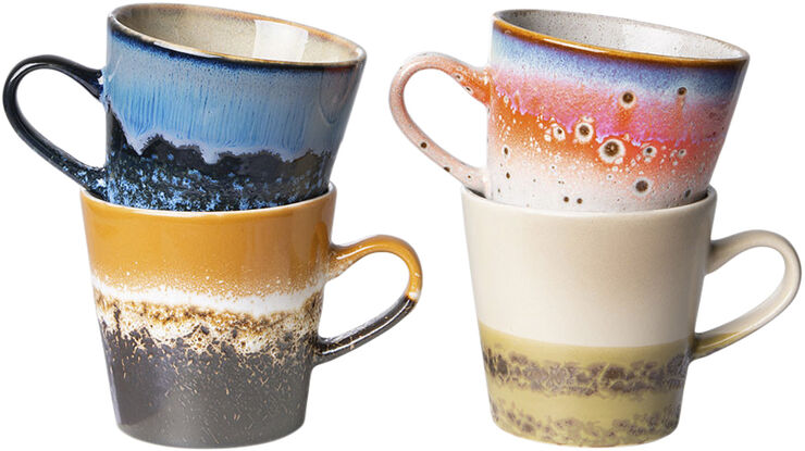 70s ceramics americano mugs peagsus set of  4