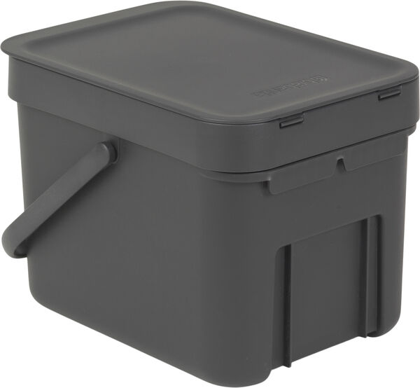 Affaldsspand m/låg sort.kon. 6 ltr