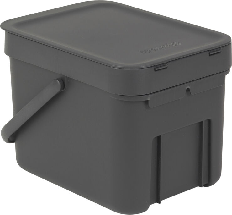 Affaldsspand m/låg sort.kon. 6 ltr