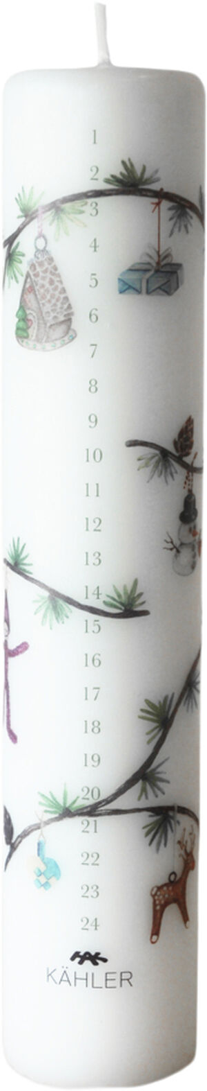 Hammershøi Christmas Kalenderlys 2024 Ø5 cm hvid m. deko