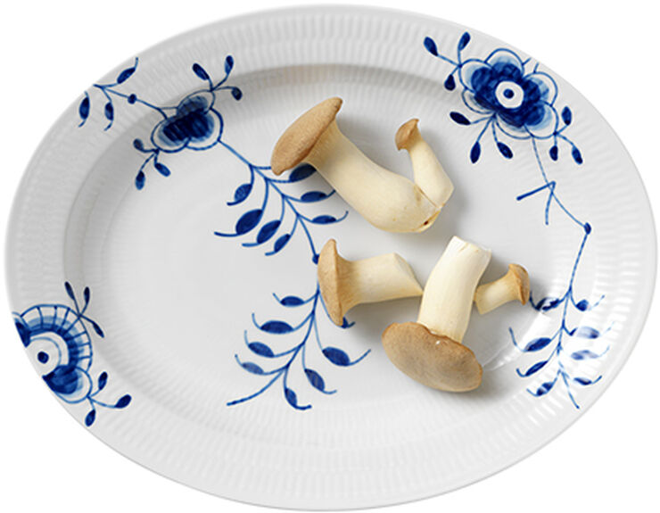 Blå Mega Riflet 36,5 cm. fad