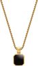 Gold Necklace with Square Onyx Pendant