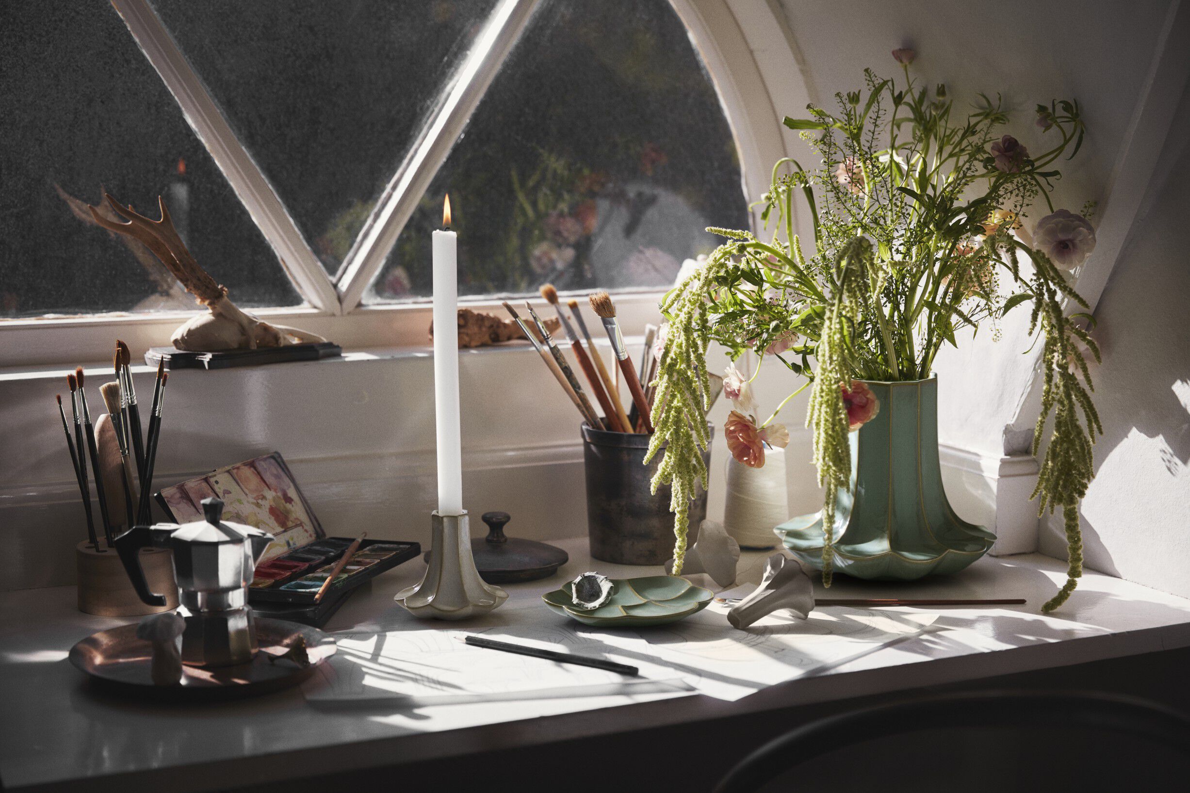 Kantarel Vase H20. 5 cm gr&oslash;n