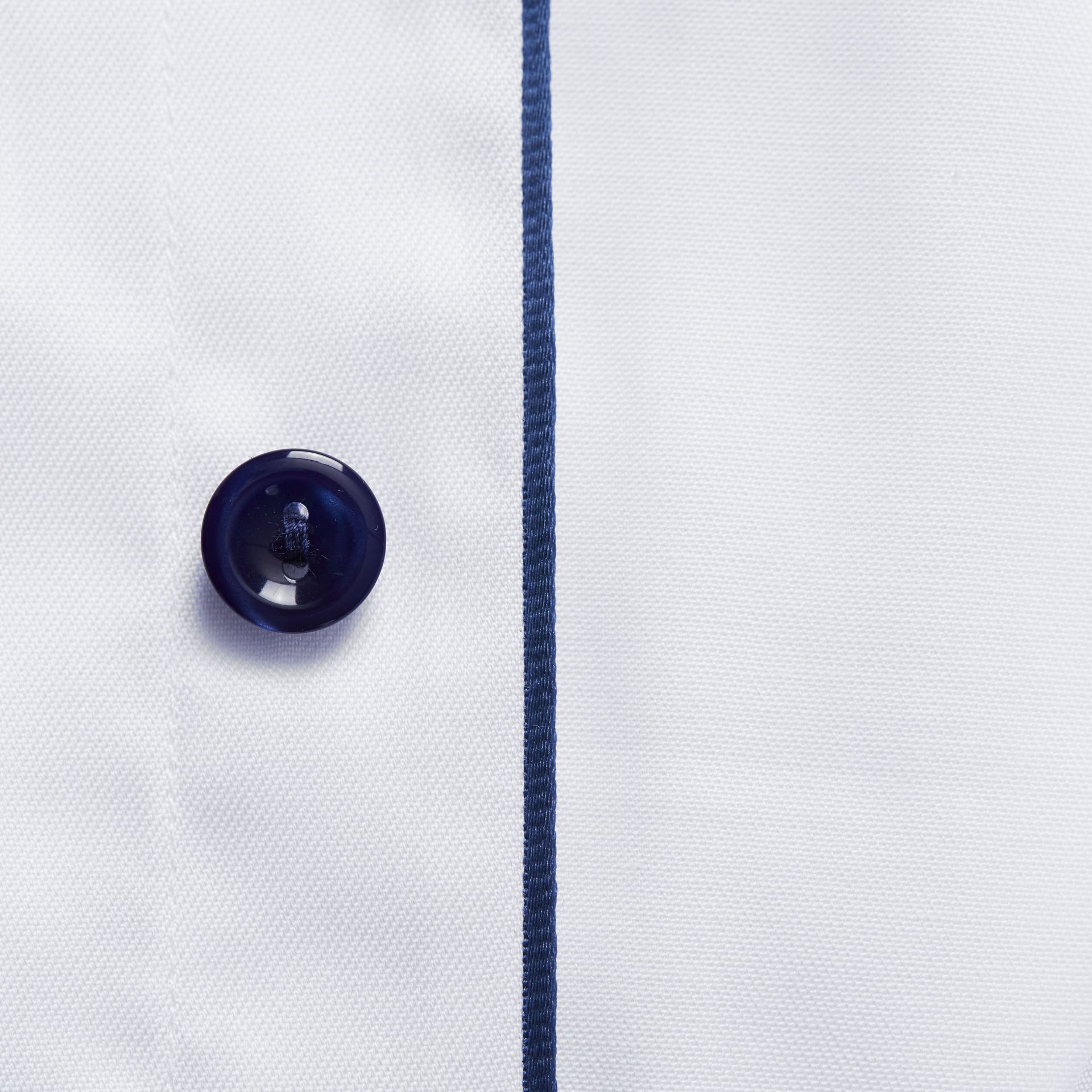 White Twill Shirt Dark Blue Details - Contemporary Fit