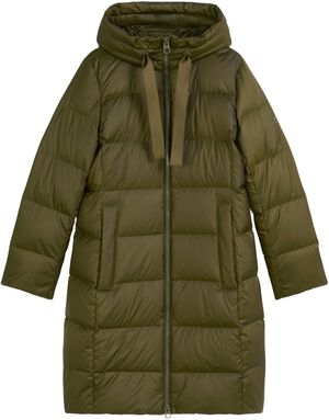 Coat, down filled, with hood, welt