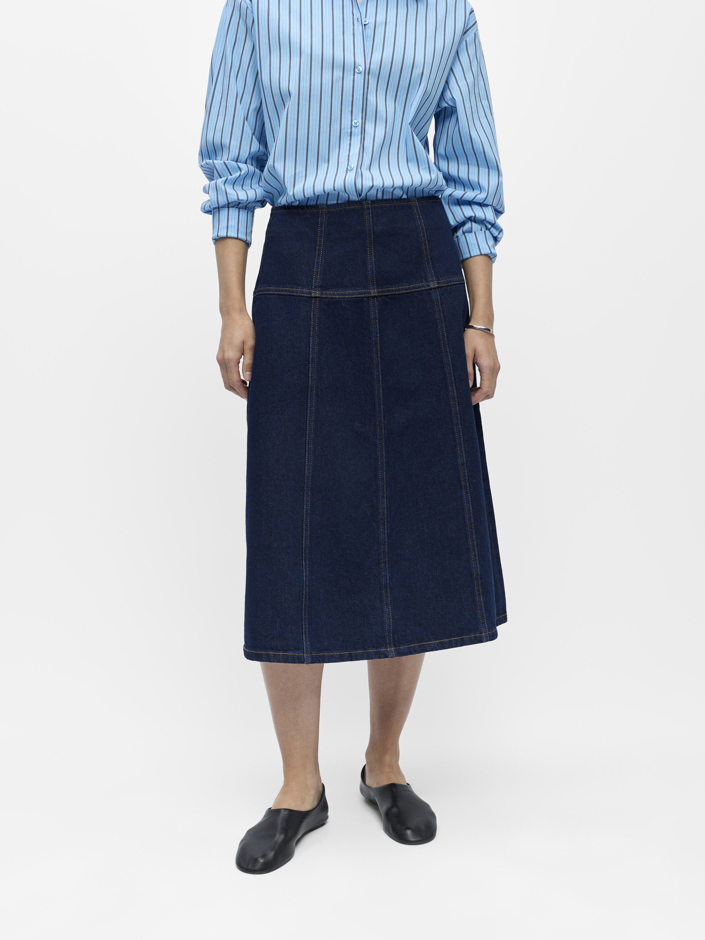OBJRINE MW MIDI DENIM SKIRT E TNE 2