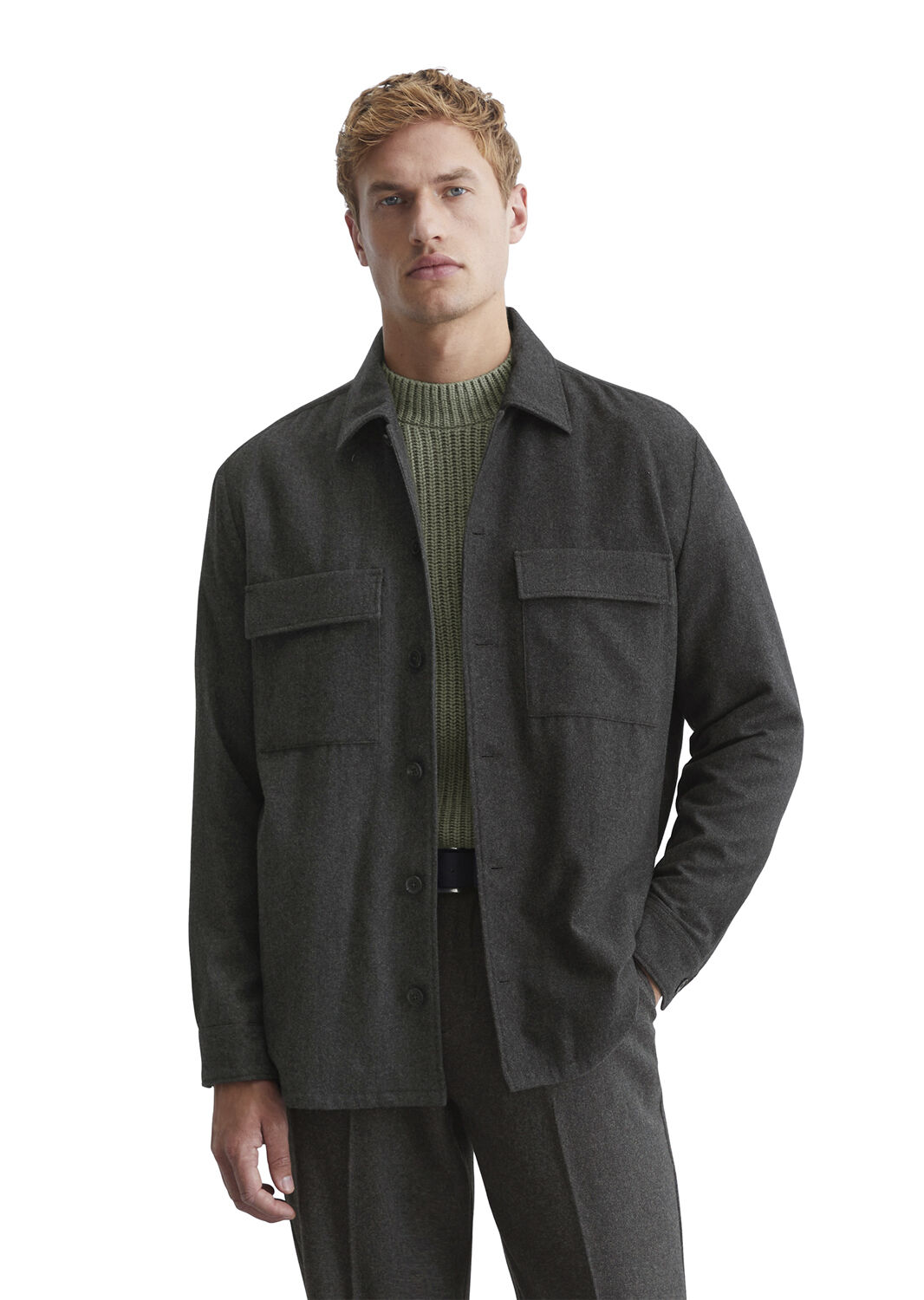 Overshirt with bowling collar, ches