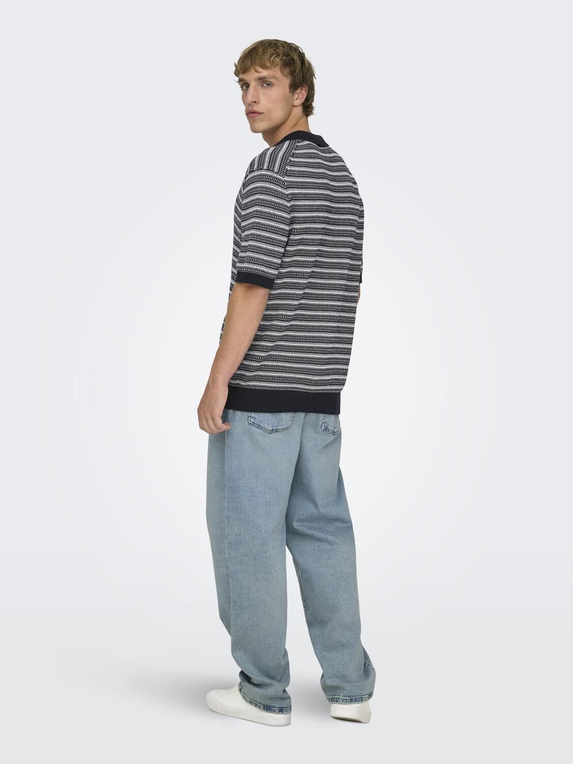 ONSTILO LIFE REG SS SPLIT NECK KNIT