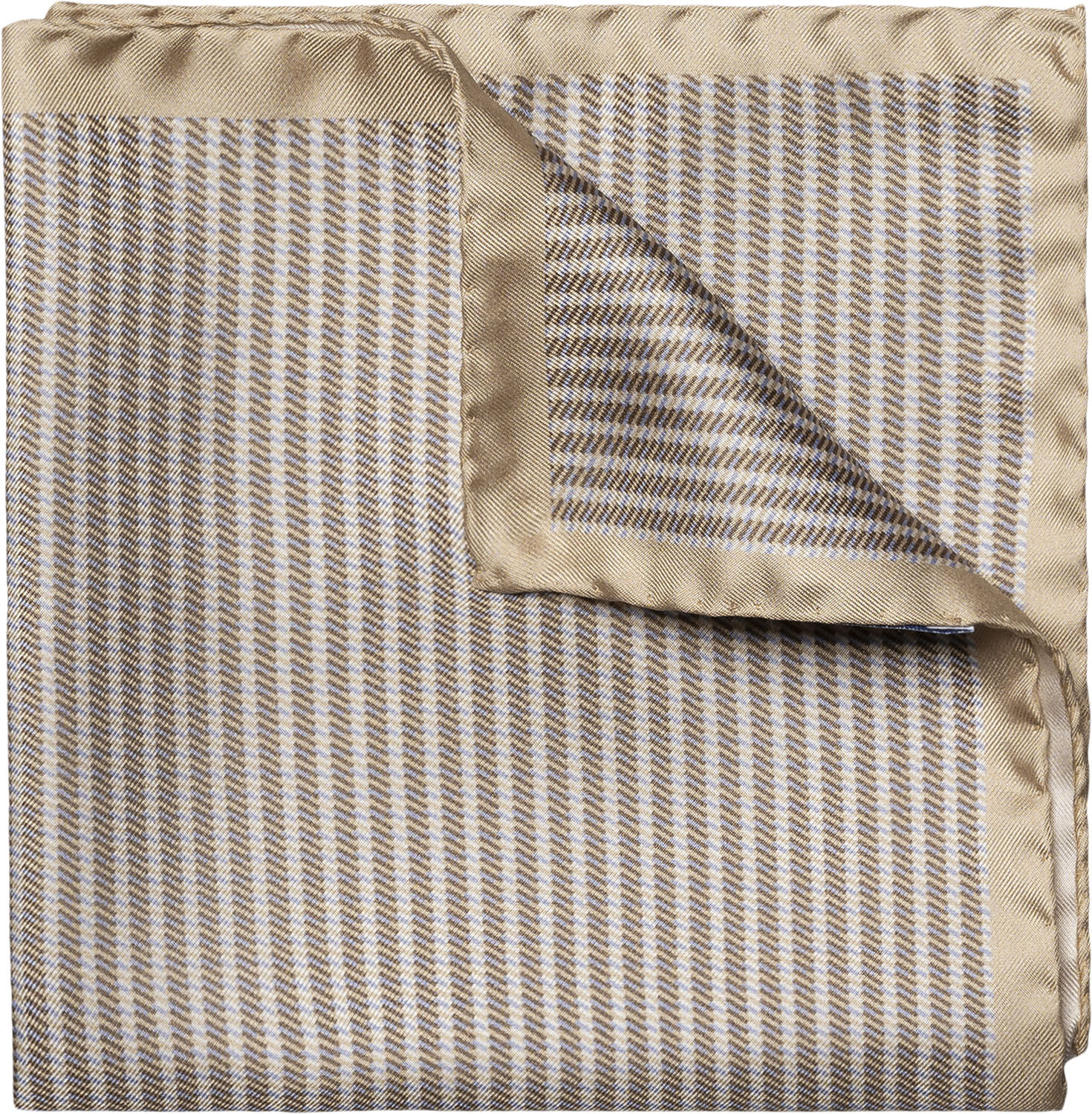 Beige Houndstooth Silk Pocket Square