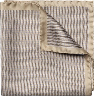 Beige Houndstooth Silk Pocket Square