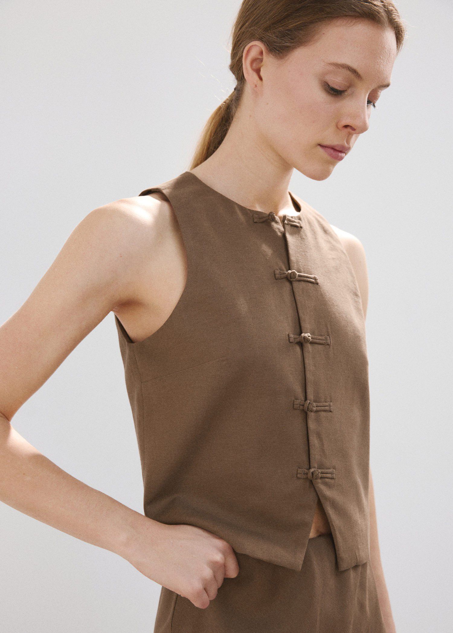 Linen-blend suit waistcoat