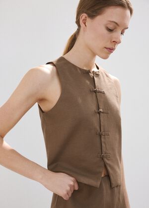 Linen-blend suit waistcoat