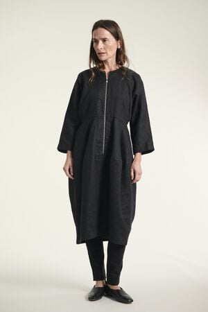 Lazy linen kjole med lynl&aring;s