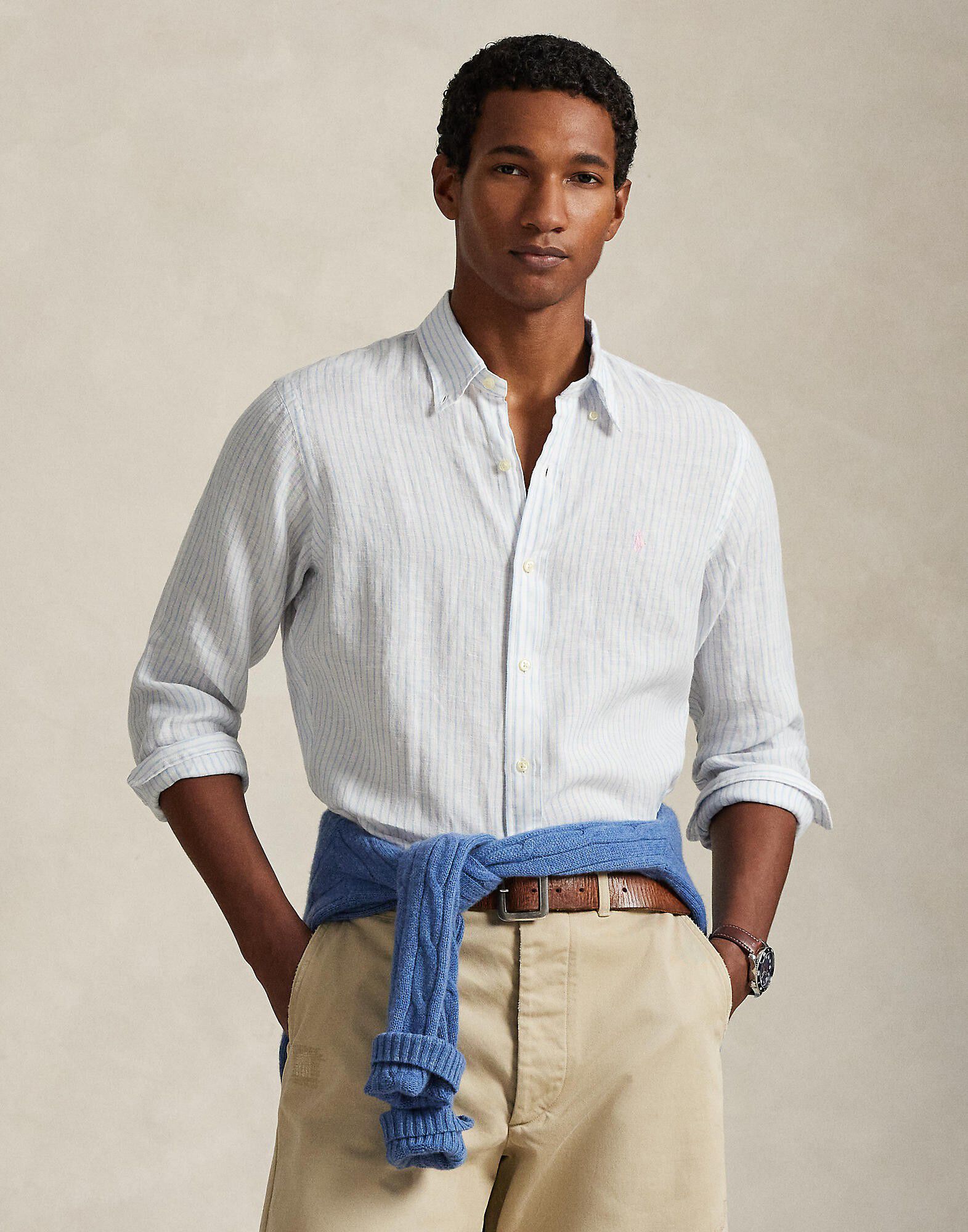 Custom Fit Striped Linen Shirt