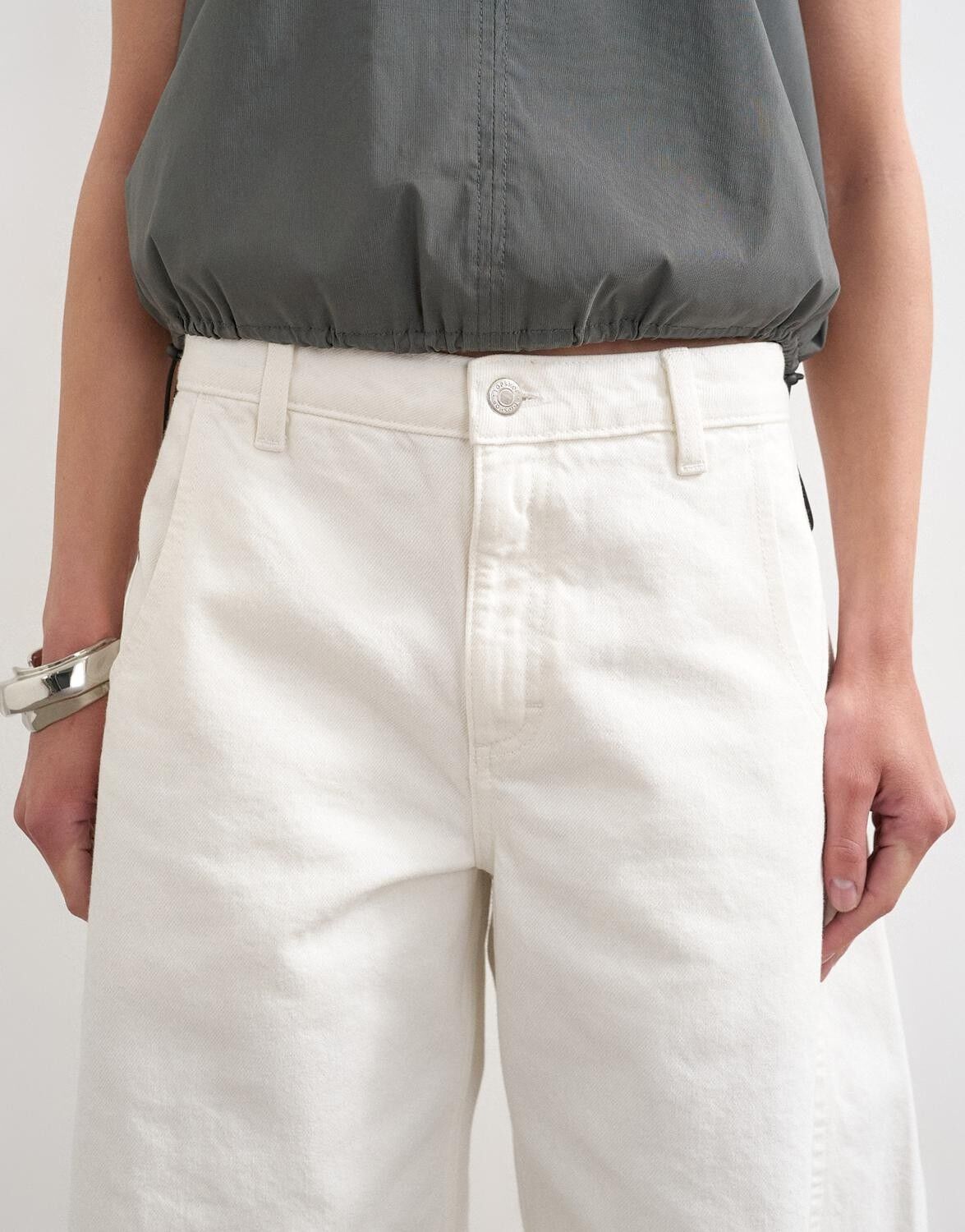 TSJOA DENIM BARREL JORT WH