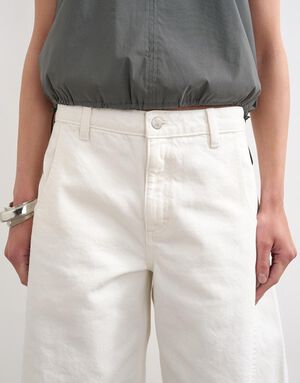TSJOA DENIM BARREL JORT WH