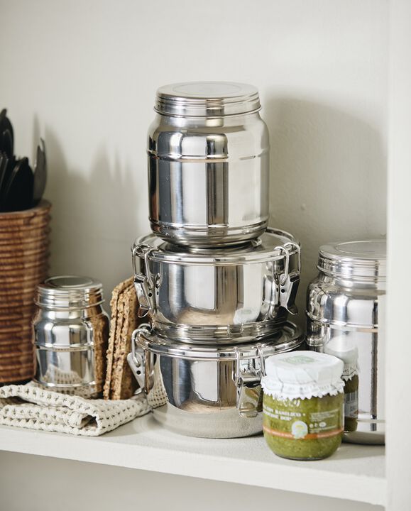 CANI can w/lid, high, M, stainless steel