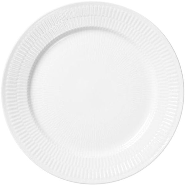 Hvid Riflet 27 cm. tallerken