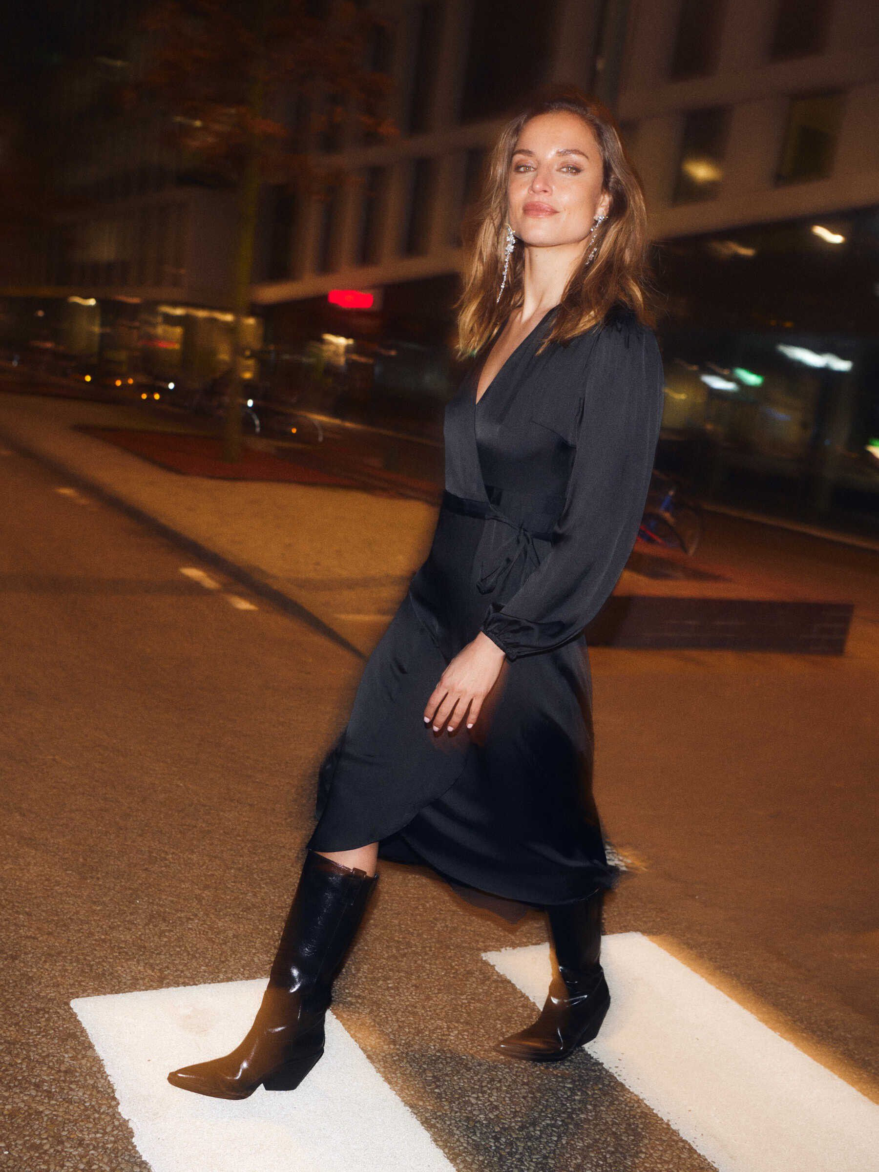 RWSatina LS Wrap Dress