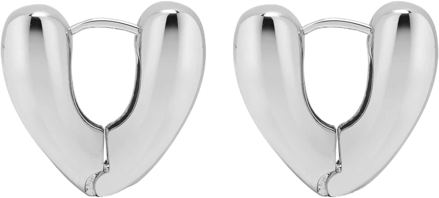 Women's Heart Hoop Earrings in Silver