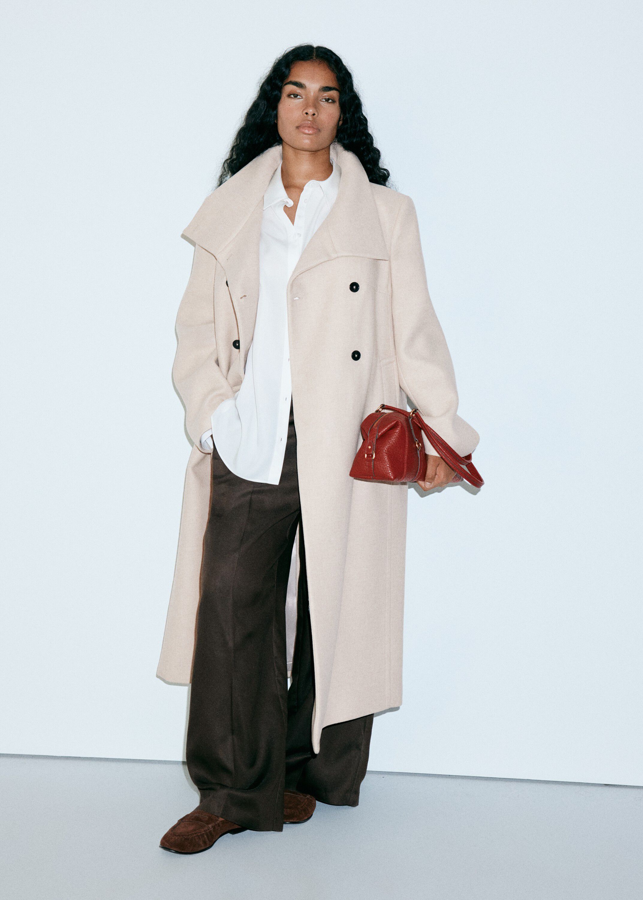 Manteco wool coat with funnel neck