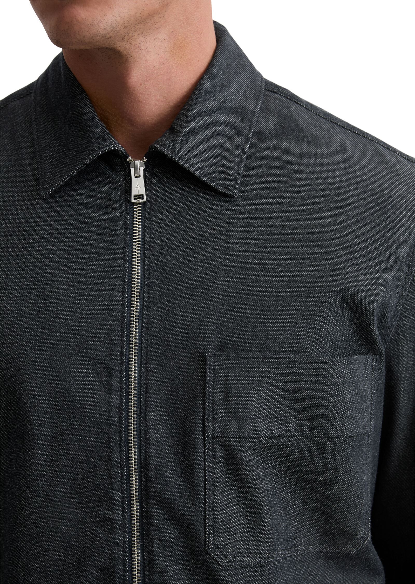 Overshirt with camp collar,zipper a
