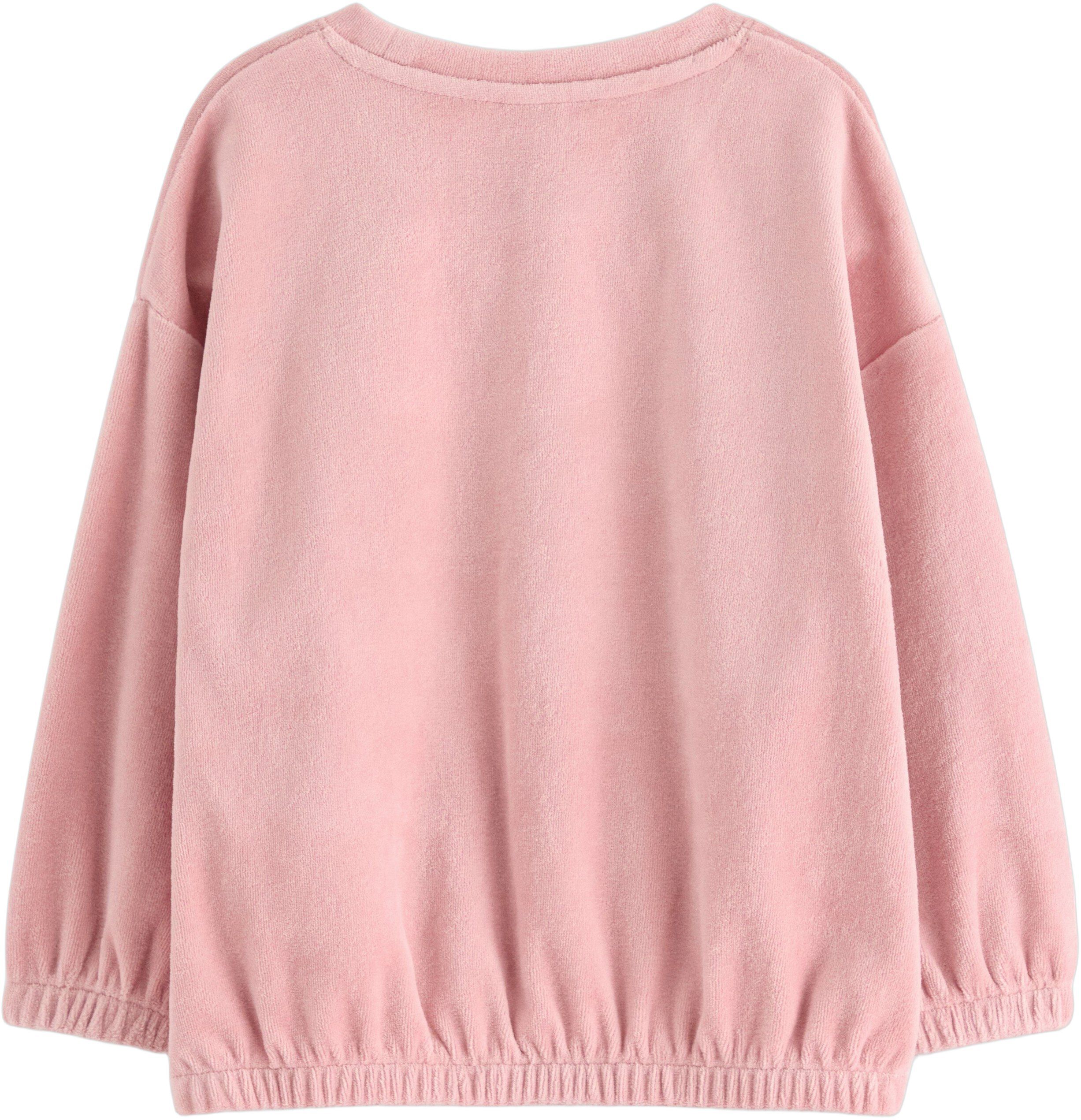 Oversized velourtr&ouml;ja med broderi