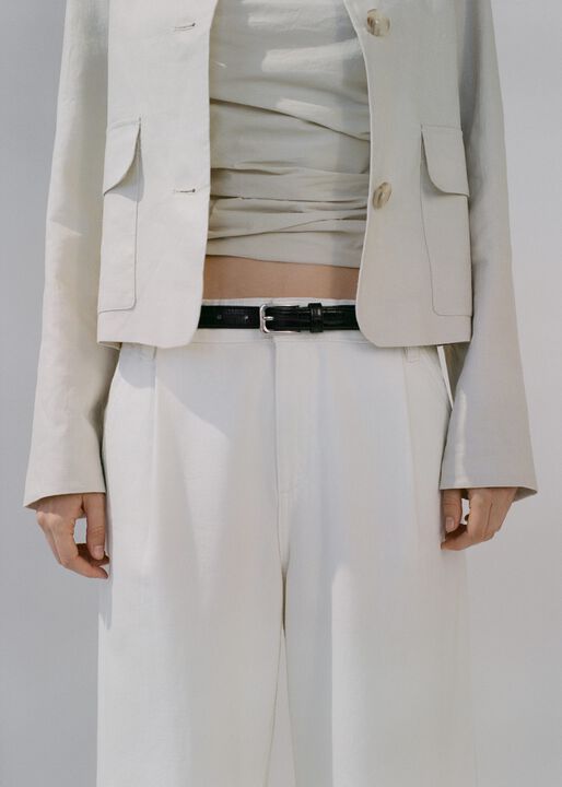 Fine croco leather-effect belt