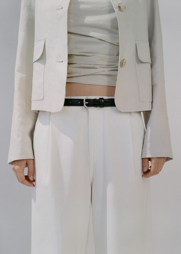 Fine croco leather-effect belt