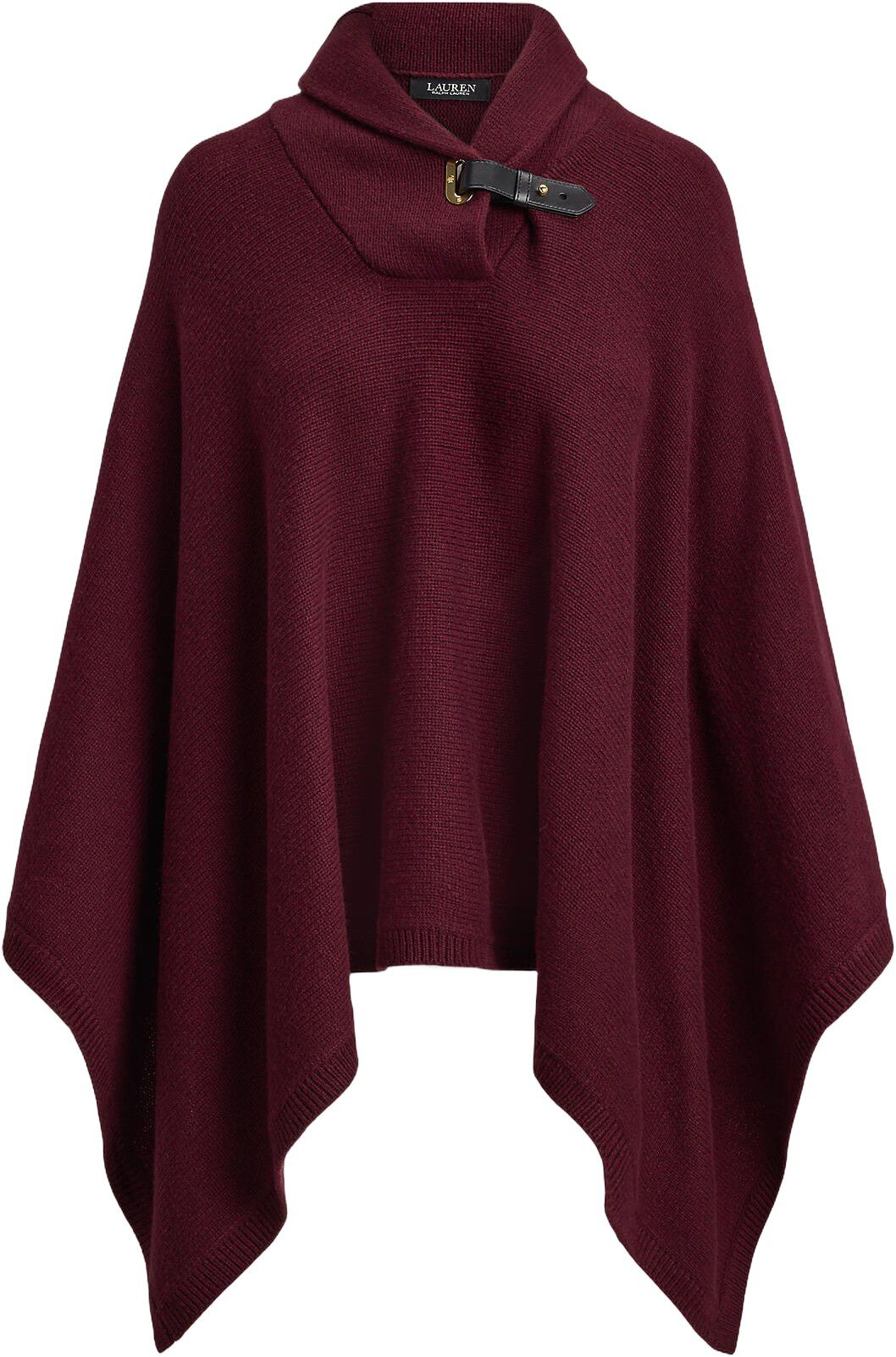 Buckle-Trim Wool-Blend Sweater Poncho