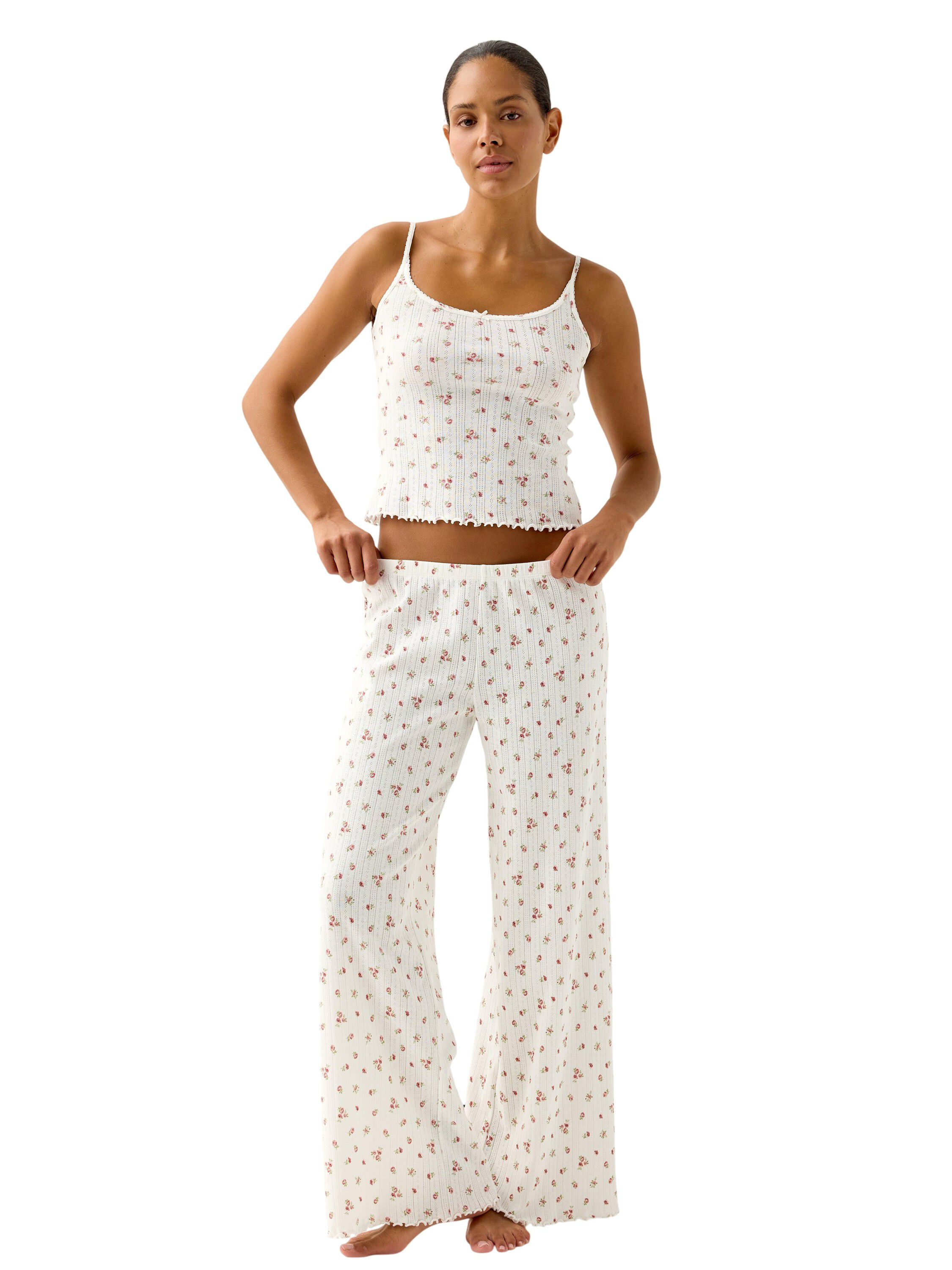 Pyjama top in soft cotton pointelle