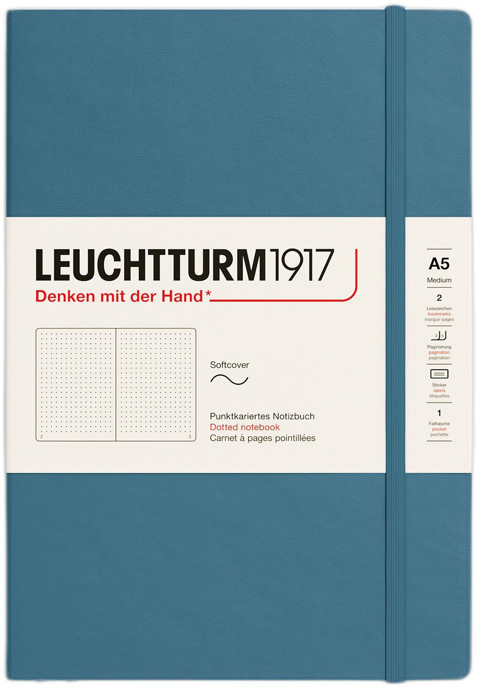 LT1917 Notesbog A5 Prikket SC - Stone Blue
