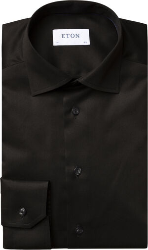 Slim Fit Black Signature Twill Shirt