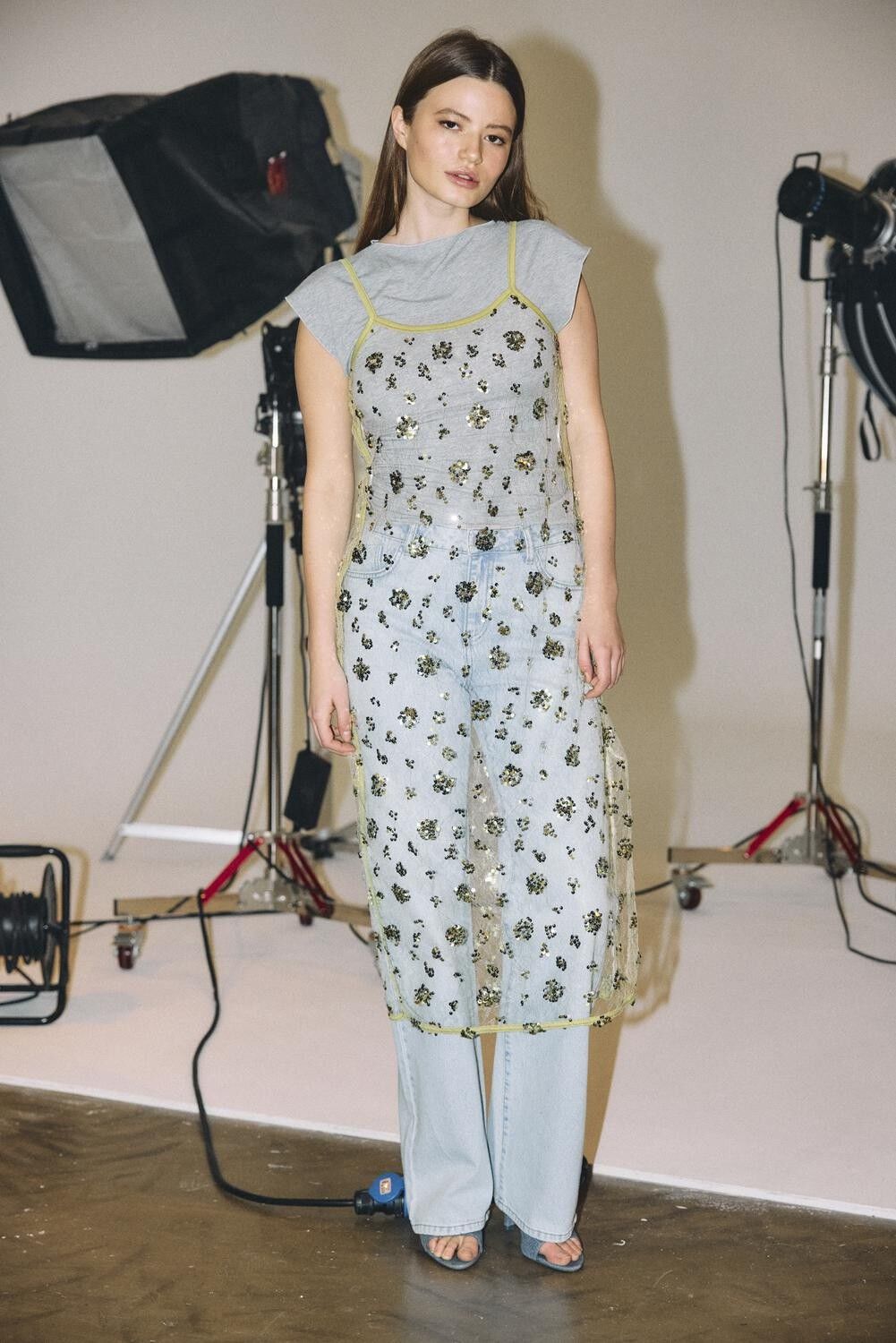 NMZIGGA S/L SEQUIN MESH DRESS