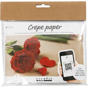 Mini DIY Kit Crepepapir, Roser, Stræk/crepe: 180%, 105 g.