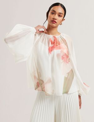 ERIANA Organza Puff Sleeve Blouse